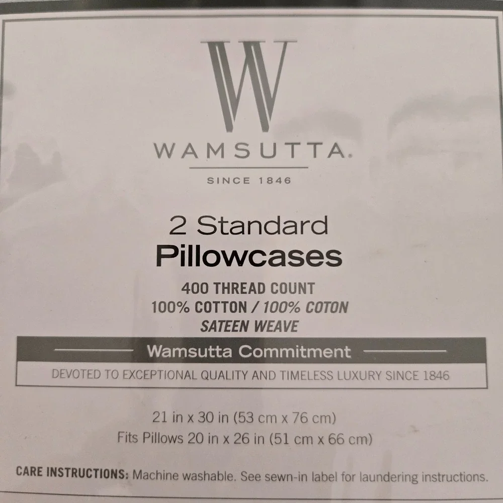 Wamsutta 2 Standard Pillowcases 400 TC Solid Sateen Sky Blue NEW